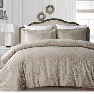 California Design Den Hotel Royal Bloom 3pc Duvet Set Full/Queen‎ Emb Floral